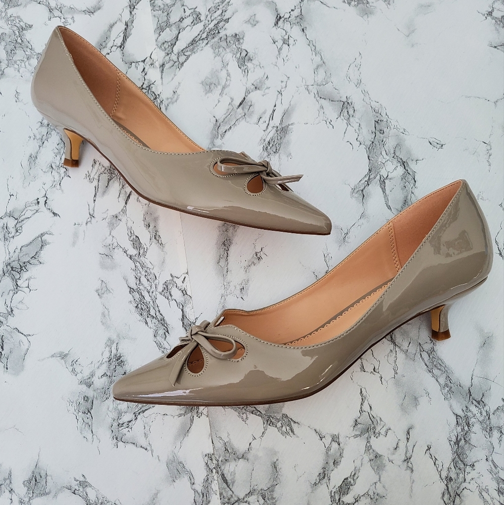 Patent Grey Kitten Heels Size 9